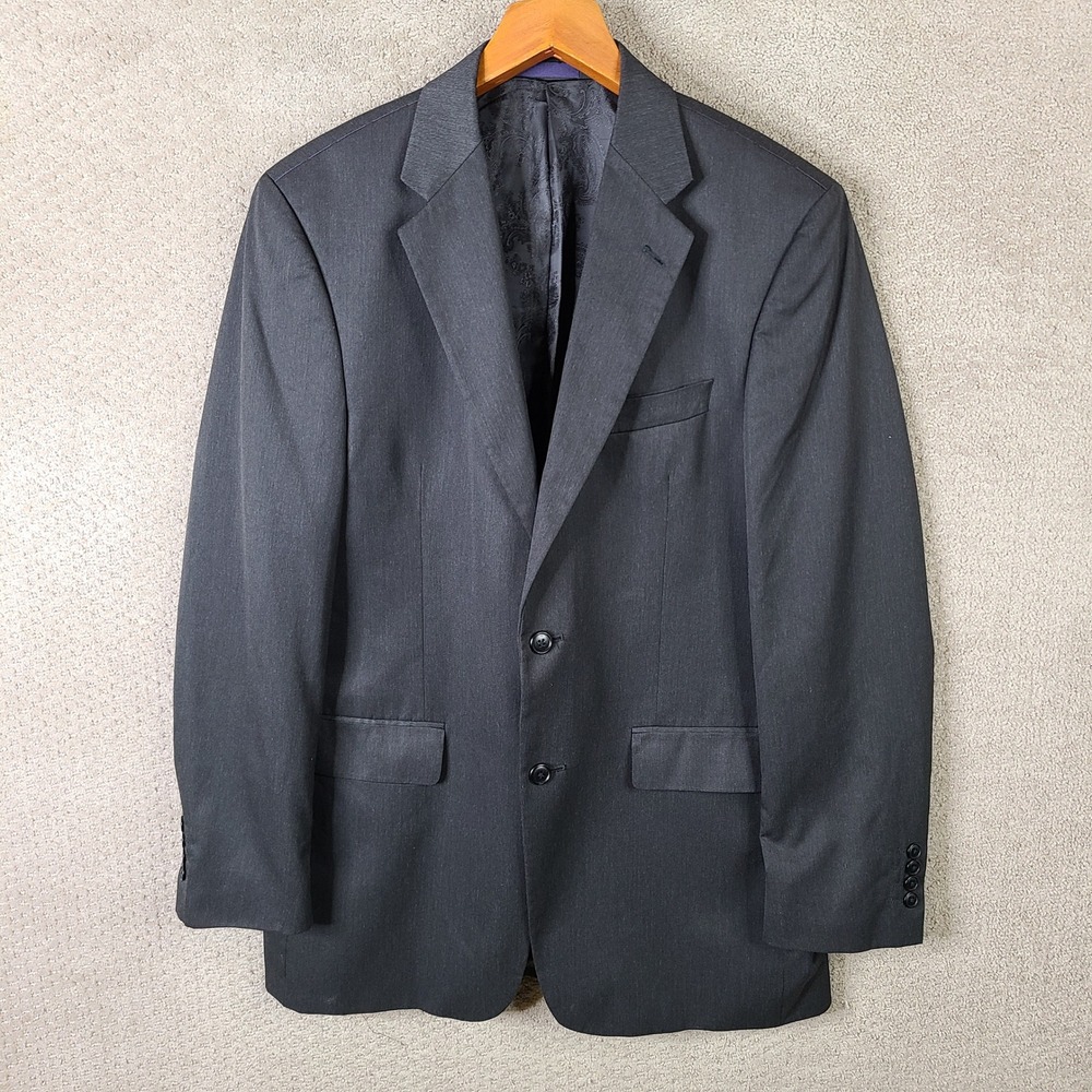 ADOLFO Jacket Mens 40L Black Rayon Blend Blazer 2‎ Btn Microtech Super Deluxe